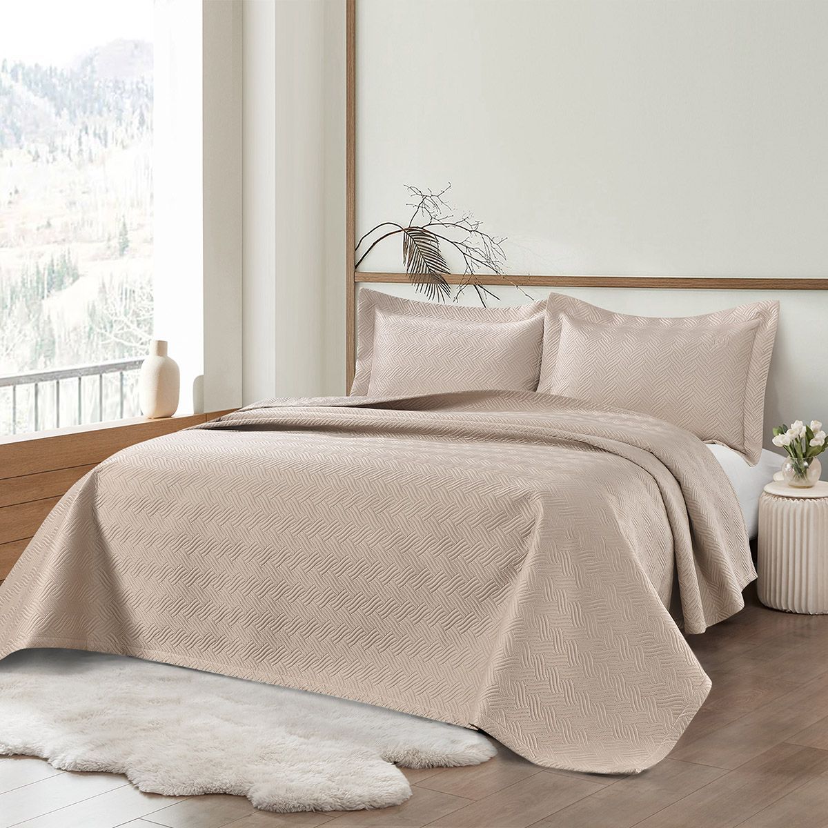 Beauty Home Σετ κουβερλί υπέρδιπλο Melusine Art 12317 230x250 Άμμου - Image 4